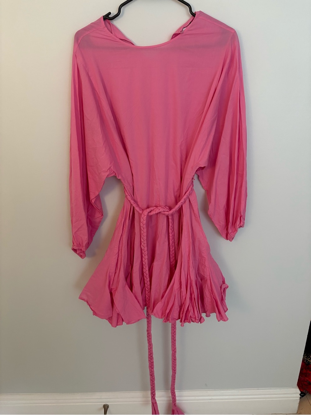 Rhode Bright Pink Tie-Waist Tunic Dress